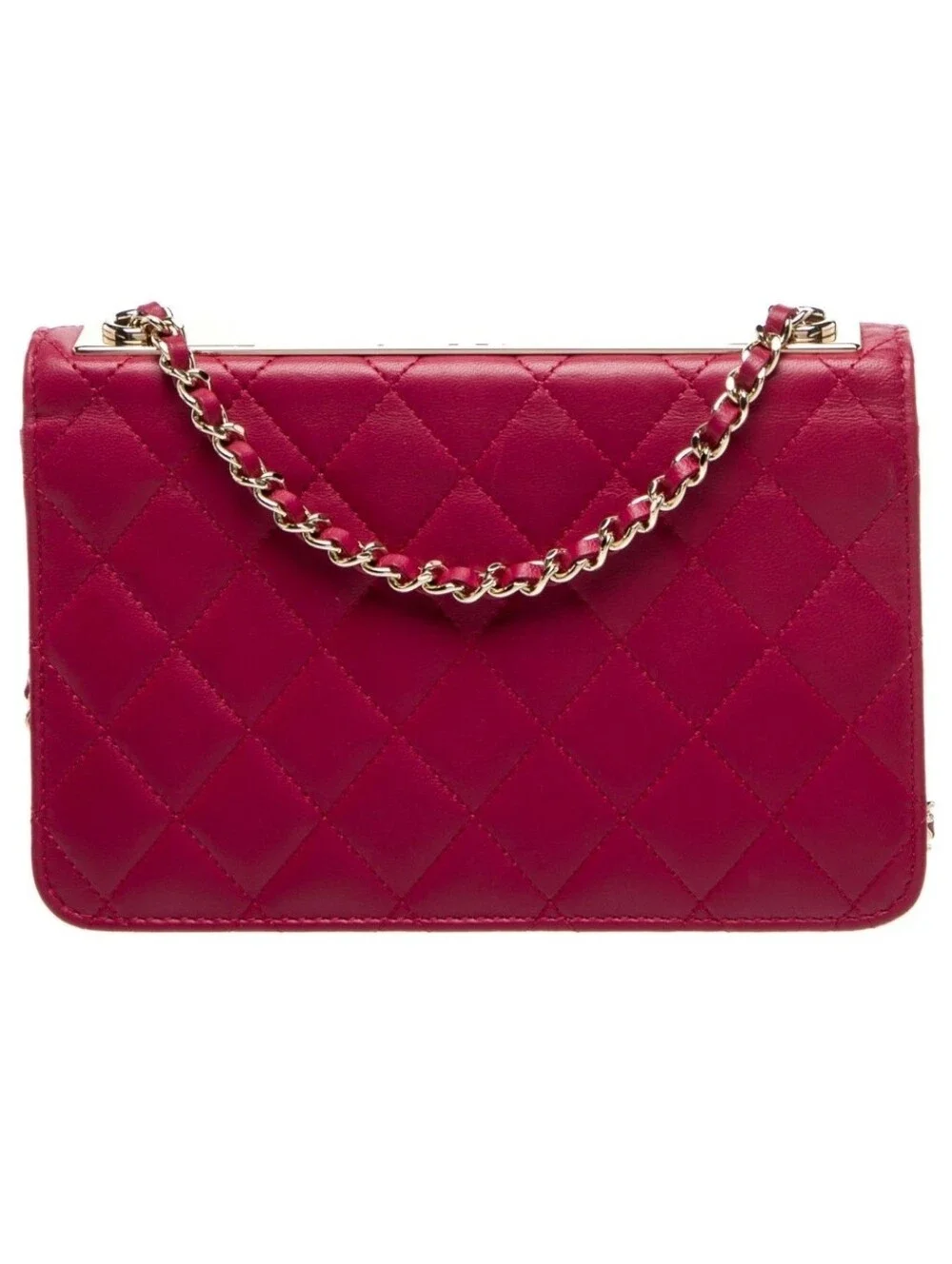 Chanel Bag WOC Red/Burgundy  Lambskin Trendy CC Quilted Logo Gold Hardware RARE